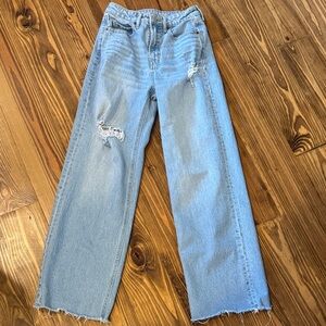 Old Navy Light Blue Distressed Straight Leg Jeans